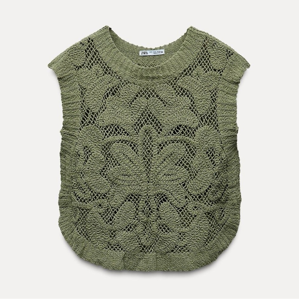 Zara Olive Knit Sleeveless Tank Top - Picture 2 of 4